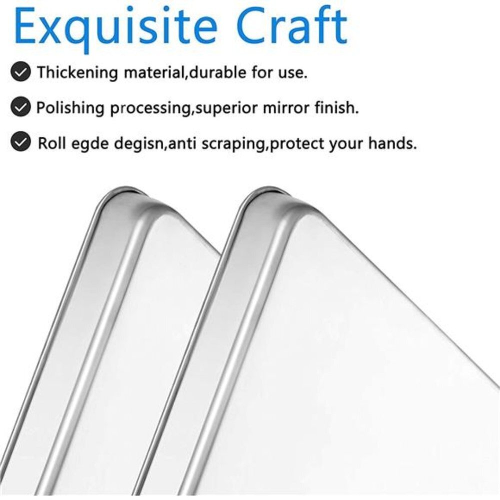 Set of 2, 16 inch Cookie Sheets, Rectangle Size 16L x 12W x 1H inch